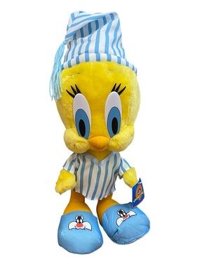 Vintage 1990s Looney Tunes PJ Tweety Bird Large 16 in Plush